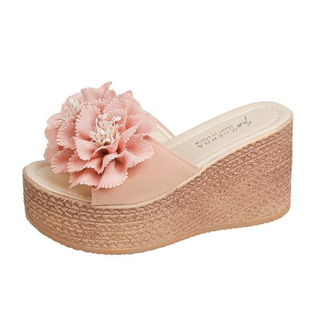 

Qufokar High Boots for Women With Heel Wolf Slippers for Women Women Slippers Thick Sole Wedge Heel Thick Sole Flower Slippers Fashion Versatile Fish Mouth Breathable Wedge Heel Slippers Sandals