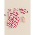 thumbnail image 4 of Musuos Baby Girl Summer Romper 3M 6M 12M 18M Cute Floral/Strawberry Print Sleeveless Tie Strap Bodysuit Newborn Playsuit, 4 of 10