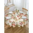 thumbnail image 2 of Round Tablecloth Pink Retro Rose Waterproof Oil Proof Polyester Table Cloth Cover Decor for Home Dining Outdoor,Patio,Parties, 54" Dia. Vintage Floral, 2 of 9