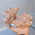 thumbnail image 5 of hoksml Girls Low Heel Sandals with Rhinestone Flower Toddler Little Kid Dress Sandals, 5 of 8