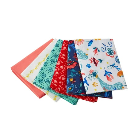 The Pioneer Woman 21" x 18" Mazie Fat Quarter Cotton Precut Bundle Multi-color, 6 Pieces