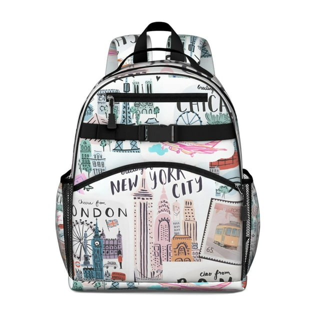 Vintage Style School Backpack Adjustable Padded Straps Chest Strap Water-Resistant Bookbag For Elementary Students