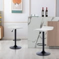 thumbnail image 3 of Backless Bar Stools Set of 2, 360° Swivel Adjustable Height PU Leather Bar Chairs, Modern Simple Counter Stools for Kitchen Island, Dining, Bar or Café Use (White), 3 of 10