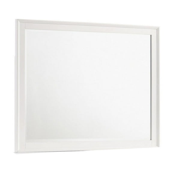 Benjara Zavi 32 x 40 Dresser Mirror, Rectangular Shape, Tempered Glass, White