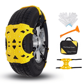 Jeremywell 10 PCS Emergency Anti-Skid Mud Snow Survival Traction  Multi-Function Car Tire Chains, Yellow, Security Chains for Car Truck SUV  Emergency Winter Driving Universal Tire Cable Belts 