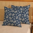 thumbnail image 6 of Spring Flower Pillow Covers 20x20 Chinoiserie Navy Blue Floral Farmhouse Decor Throw Pillows Case for Couch Seasonal Pillowcase Outdoor Decorative Cushion Case for Sofa Bed Decorations Set of 2, 6 of 6