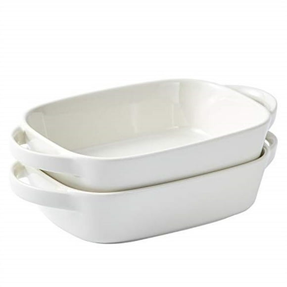 Bruntmor ceramic 85x6 Baking Dish for Roasting And Lasagna Pan, Oven safe, Set Of 2 casserole Bakeware with Handle Rectangula