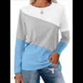 thumbnail image 1 of Blusas de Bloque de Color para Mujer, Estilo Túnica Informal de Larga con Cuello Redondo, Tipo Jersey. y Azul XL, 1 of 8