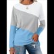 thumbnail image 1 of Blusas de Bloque de Color para Mujer, Estilo Túnica Informal de Larga con Cuello Redondo, Tipo Jersey. y Azul XXL, 1 of 8