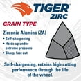 thumbnail image 5 of Tiger® Zirc Combo Wheel, 5 x 1/8 in, 7/8 in Arbor, Type 27, Z30T, 5 of 6