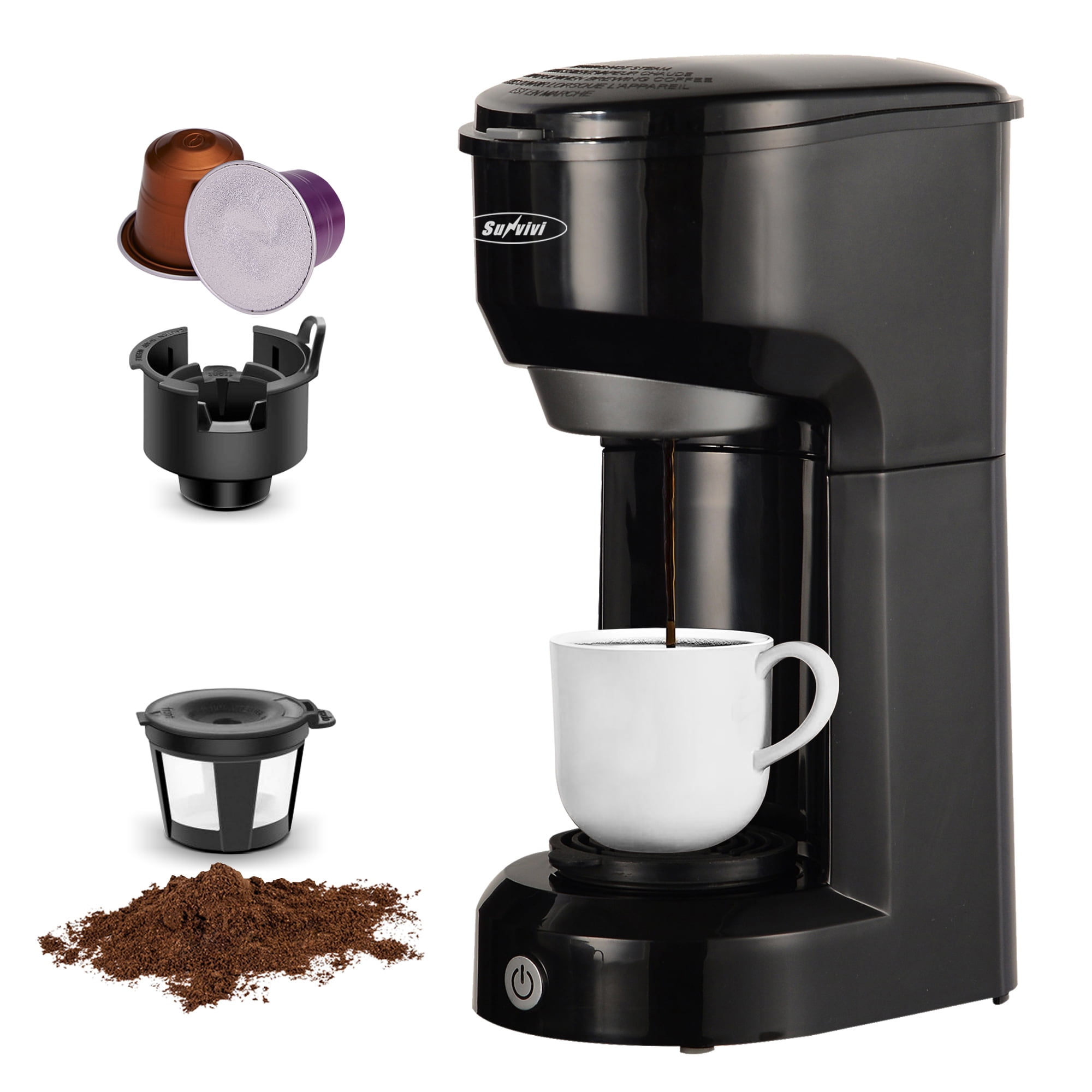 JIFF Single Serve Brew Coffee Maker Machine 6 to 14 oz Reservoir Auto