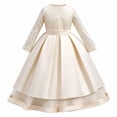 thumbnail image 3 of JAJAHO Flower Girl Dress Kids Girls Princess Birthday Dress Lace Long Sleeve Pleated Midi Party Wedding Formal Ball Gown 4-14Y, 3 of 7