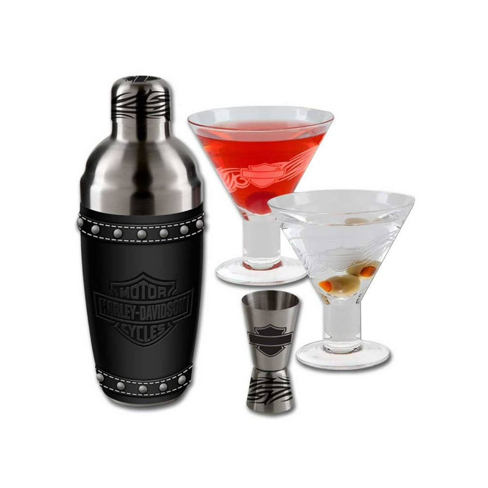 HarleyDavidson Bar & Shield Martini Glass Set, Stainless Steel HDL