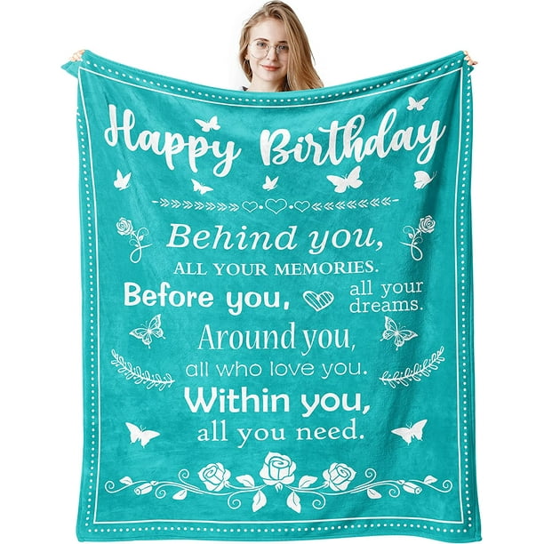 LHSHID Birthday Gifts for Women/Men/Her/Him/Girls Blanket Green Happy Birthday Decorations Women/Men Throw Blanket Birthday Gifts for Woman/Men Blankets Throws Birthday Gifts Ideas 30"x40"