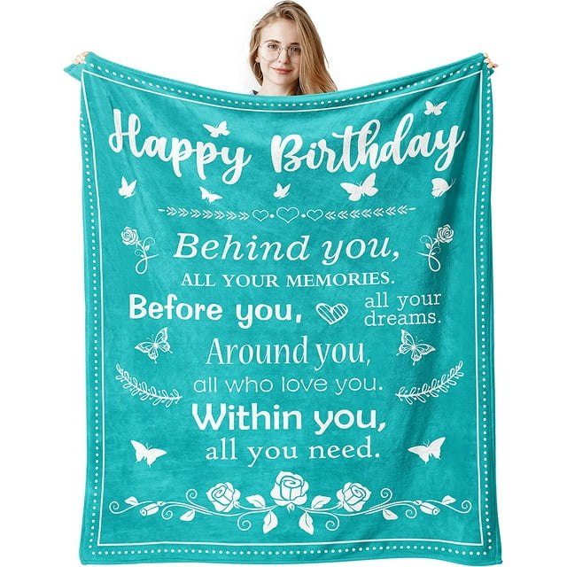 LHSHID Birthday Gifts for Women/Men/Her/Him/Girls Blanket Green Happy Birthday Decorations Women/Men Throw Blanket Birthday Gifts for Woman/Men Blankets Throws Birthday Gifts Ideas 30"x40"