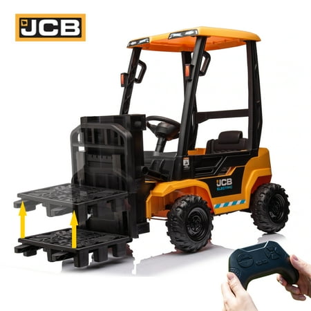 JoyWheels Ride on Forklift, 12V Kids Electric Truck with Liftable Fork and Pallet, 3mph, Yellow