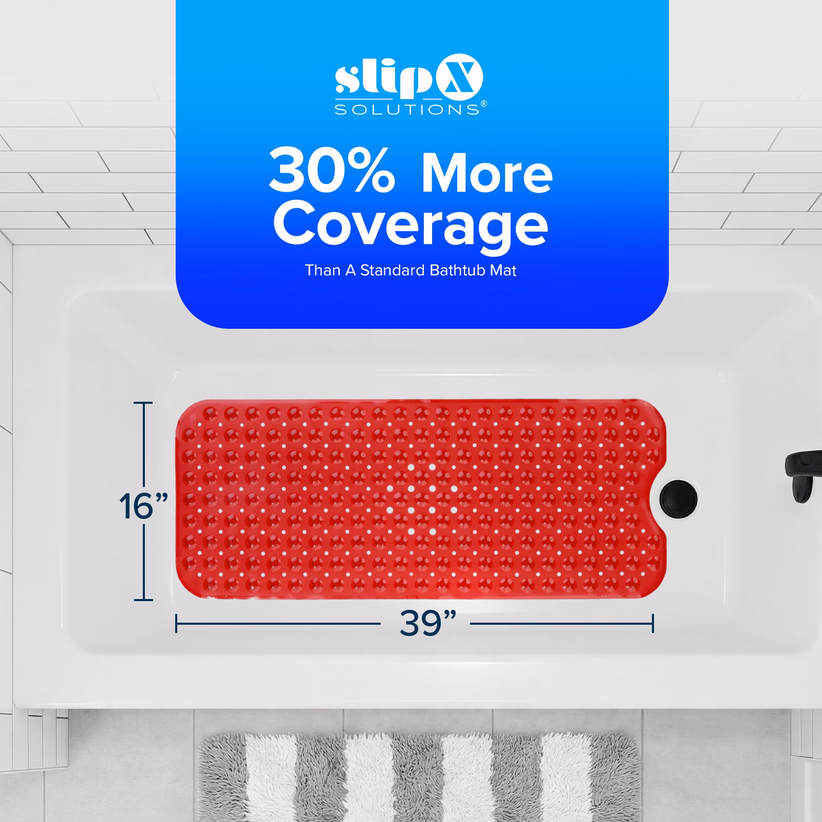 thumbnail image 6 of SlipX Solutions Bathtub Mat Non Slip 39 x 16, Extra Long Bathroom Shower Mat, Suction Cups, 6 of 8
