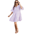 thumbnail image 3 of Vestido Camisero Informal de Mujer con Mangas Acampanadas, Cintura Fruncida y Rayas, Color , Talla S, 3 of 8