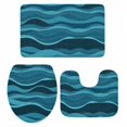 thumbnail image 2 of Ocean Waves Bathroom Rugs Set Watercolor Non Slip Absorbent Soft Bath Mats 3 Piece Set with Bathroom Rug, U-Shaped Floor Mat, Toilet Seat Cover Small Size, 2 of 9