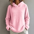 thumbnail image 7 of Women's Fuzzy Sherpa Fleece Hoodie Long Sleeve Loose Fit Pullover Tops Soft Warm Casual Loungewear Sweatshirt Everyday Fall Winter Pink, 7 of 7