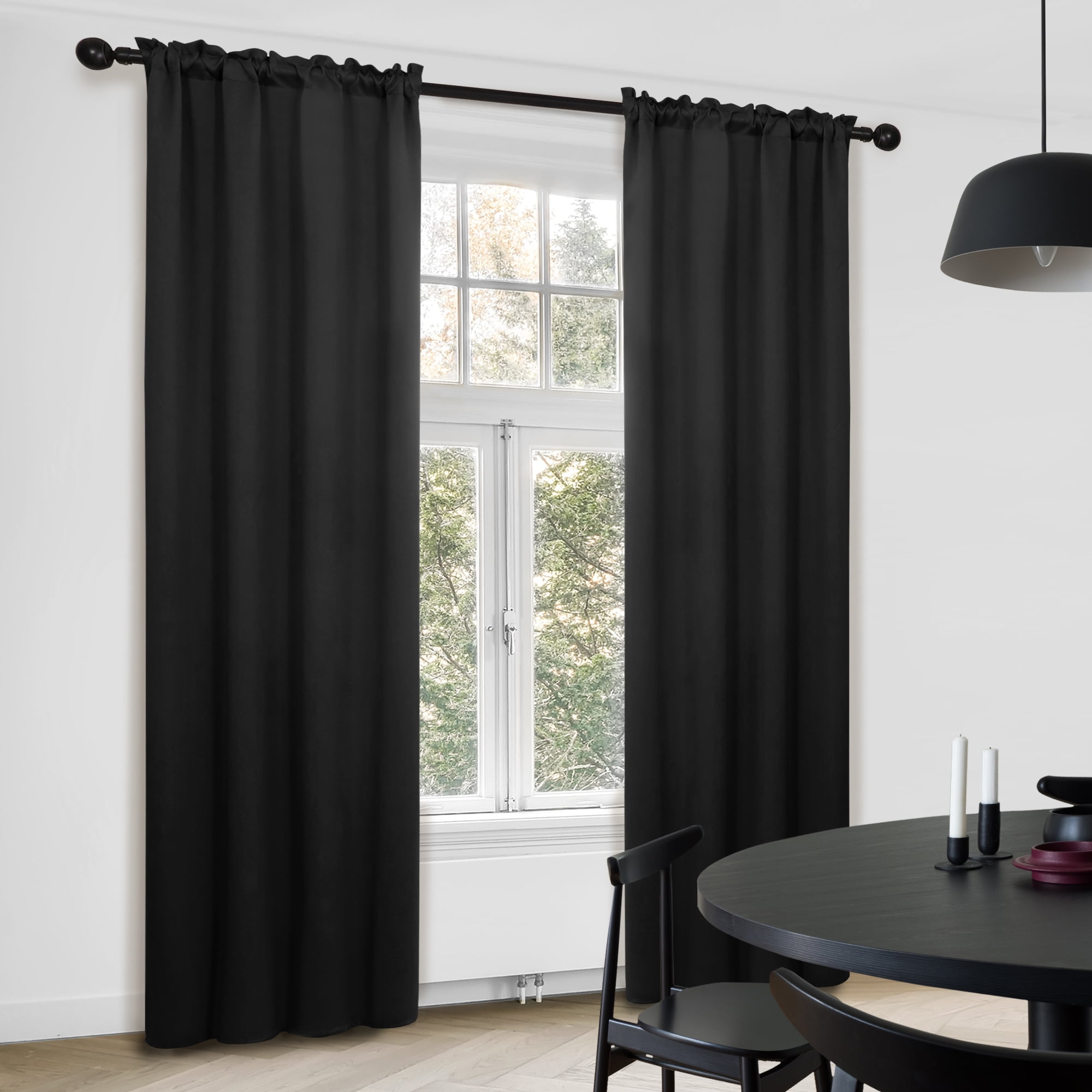 Deconovo Short Blackout Curtains for Kitchen, 2 Panels, Thermal Insulated Rod Pocket Curtain Panels, 38" x 45", Black