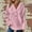 Pink, variant on Lovskoo Waffle Hoodies for Women Dressy V Neck Button Down Blouse Fall Winter Long Sleeve Pullover Solid Color T-shirt White