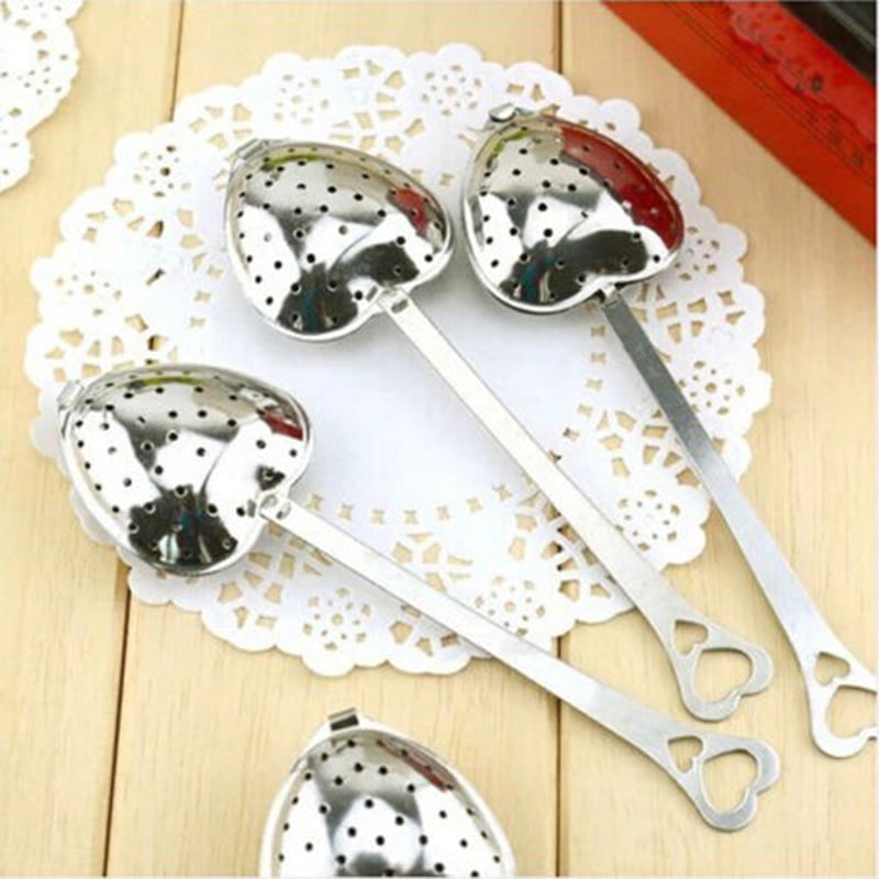 Hot Heart Shape Stainless Steel Tea Infuser Spoon Strainer Steeper Handle Shower 