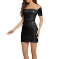 thumbnail image 5 of ZZwxWA Women Sexy Short Sleeve Sparkly Sequin Bodycon Mini Dress Square Neck See Through Backless Self Tie Up Short Dress Cocktail Party, 5 of 6