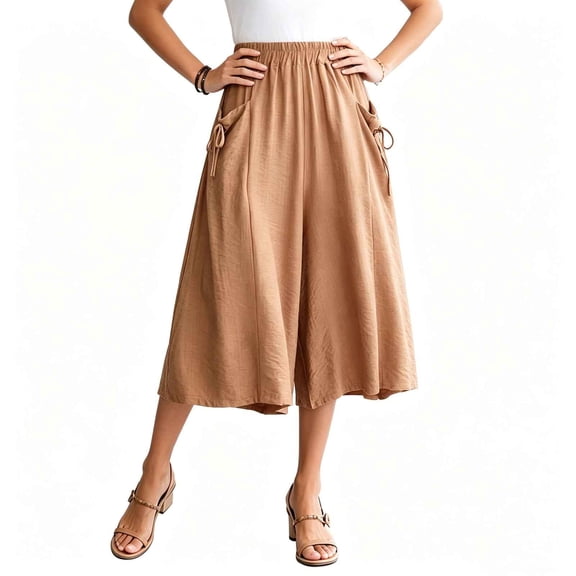 Shorts for Women,Bermuda Shorts for Women Knee Length Plus Size Loose Comfy Beach Short Summer Solid Color Wide Leg Long Shorts
