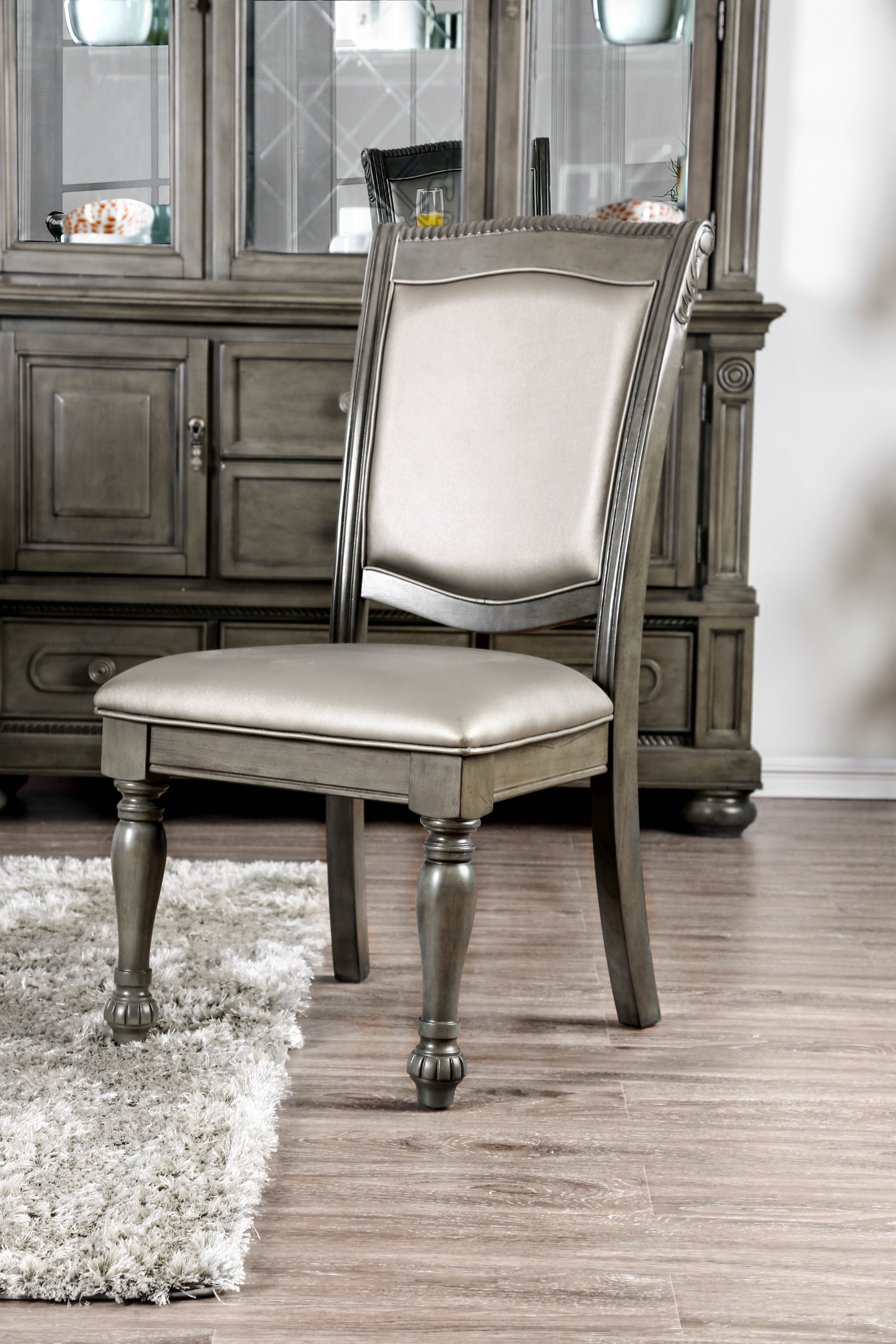 Furniture of America Paxton Padded Dining Side Chairs - Set of 2, Gray