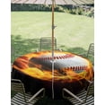 thumbnail image 3 of Outdoor Tablecloth with Umbrella Hole Zipper Baseball Round Tablecloth 54" Waterproof Outside Table Cloth Modern Buruning Flame Sport Black Background Patio Table Cover Tablecloths for Picnic Party, 3 of 8
