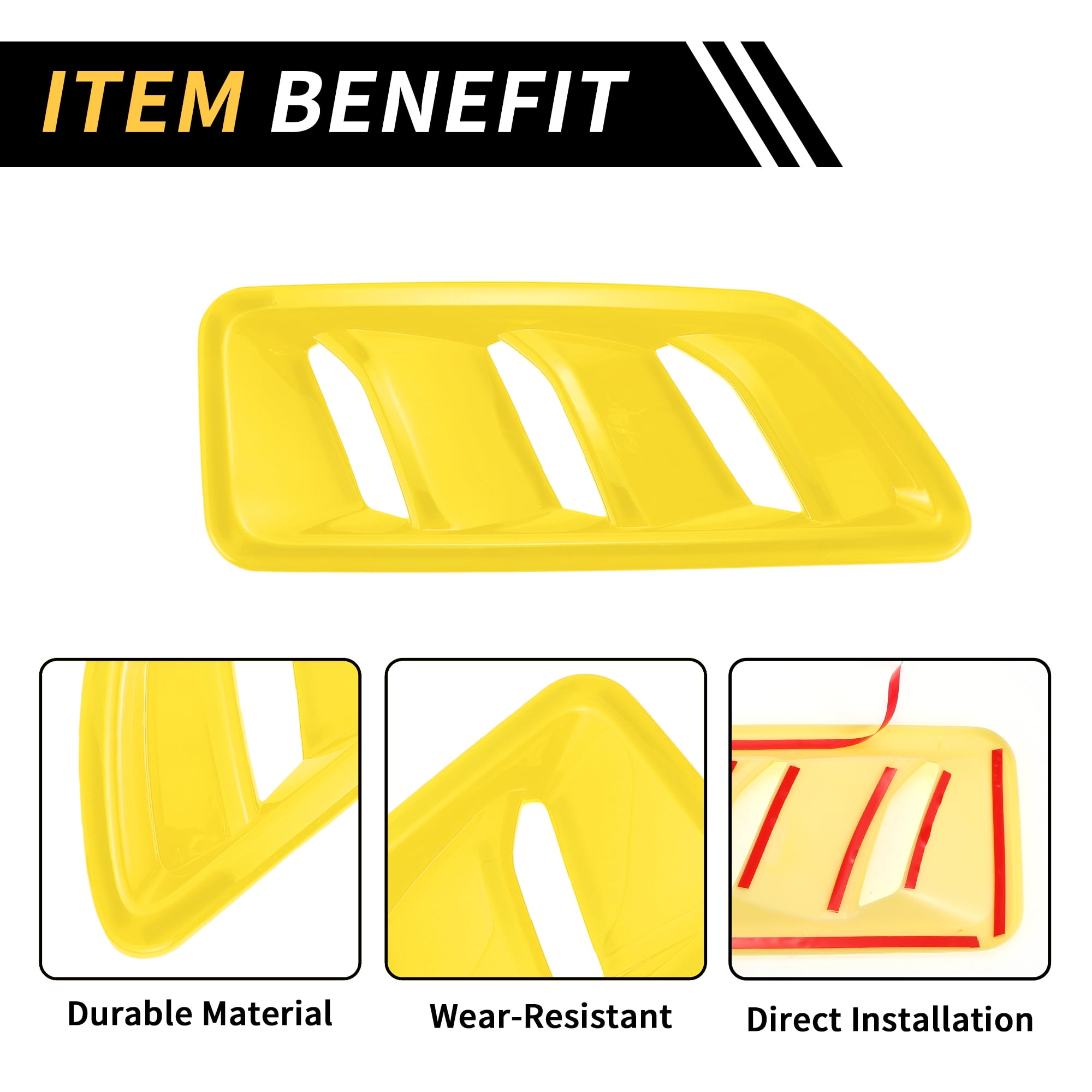 Unique Bargains 1 Pair Car Front Hood Air Outlet Vent Cover Trim for Jeep Wrangler JL JLU Gladiator 2018-2024 Hood Engine Bonnet Air Vent Outlet Cover Bezels ABS Yellow