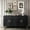 Distressed Black, variant on 4 Door Blue Cabinet With Lacquered Surface. For Kitchen, Office. Adjustable Shelves, Modern Wooden In Lacquer Finish - For Kitchen And Living Room