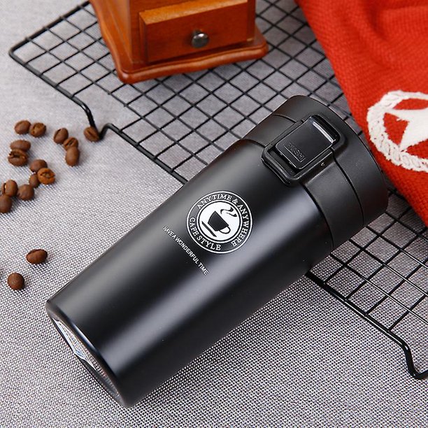 Taza de café de negocios Tal, taza de aislamiento de acero inoxidable para negocios al vacío, cubierta de rebote para coche, taza de agua práctica para parejas, 380ml, negro ZefeiWu 8390606873262