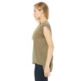 thumbnail image 3 of Bella Canvas Womens Flowy Rolled Cuffs Muscle Tee, M, Heather Olive, 3 of 3