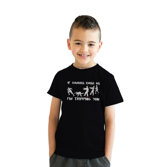 Youth If Zombies Chase Us I'm Tripping You Funny Halloween T Shirt for Kids