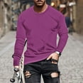 thumbnail image 2 of Dagegui Mens Crew Neck Long Sleeve Shirts Big and Tall Athletic Tee Fall Pullover Slim Fit Activewear Tops Purple L, 2 of 5