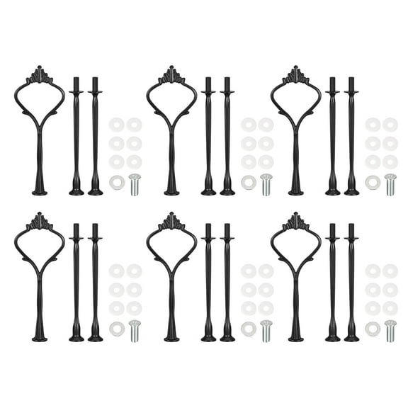 Uxcell 6 Set Cake Tray Stand Handle Plate Hardware Fitting, 3-Tiers Crown Black