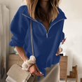 thumbnail image 5 of Vedolay Hoodless Sweatshirts for Women 2023 Oversized Half Zip Pullover Long Sleeve Sweatshirt Blue,XL, 5 of 5