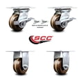 thumbnail image 2 of 4 Inch High Temp Phenolic Caster Set 2 Brakes/Swivel Locks and 2 Rigid SCC, 2 of 2