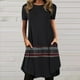 thumbnail image 1 of Puntoco Vestido De Manga Corta Con Cuello Redondo Estampado A La Moda Para Mujer Con Bolsillos Vestido De Cuello Redondo De Manga Corta Negro Xl,Regalos Para Mujer Joven, 1 of 5