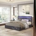 thumbnail image 6 of CAIDI Upholstered Platform Bed with LED Light Headboard and 4 Drawers, Dark Grey, 6 of 7