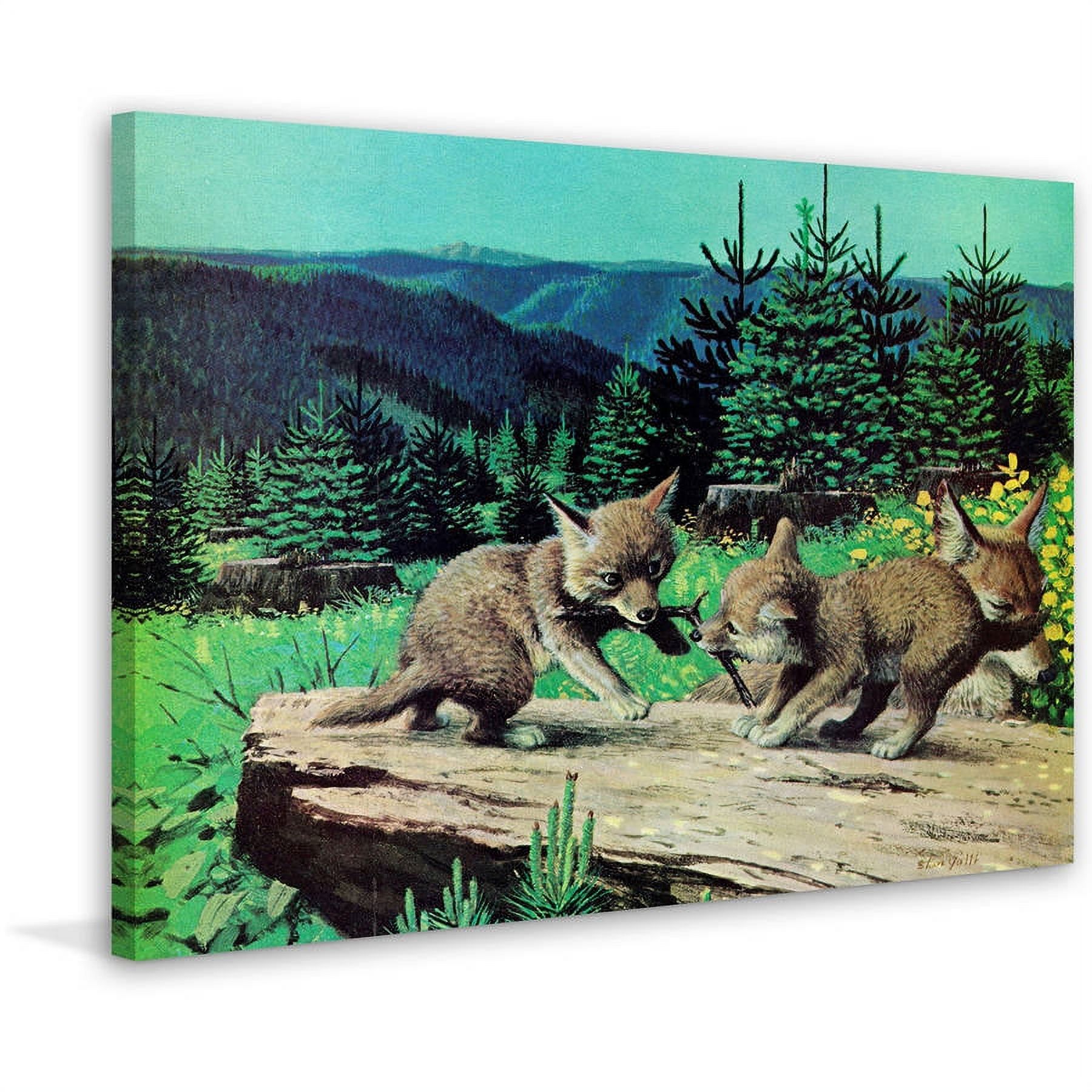 "Cubs at Play" Painting Print on Wrapped Canvas
