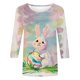thumbnail image 3 of MHFRRA Camisetas de Pascua para Mujer, Divertidas Camisetas con Gráficos de Huevos, Mangas 3/4 Rosa Claro, 3 of 4