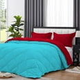 thumbnail image 4 of D.N.G. BEDDINGS 5 Piece Luxury Reversible Diamond Pattern Comforter Set Premium Super Soft, All Season 800 TC, 100% Egyptian Cotton Full/Queen Size Turquoise Blue/Red Solid Color, 4 of 7