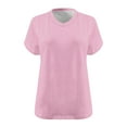 thumbnail image 3 of Hecho para Más Camisa Mujeres de Cuello en V de Gran Tamaño de Manga Corta Top Sólido, Base de Verano Deportivo Tee para el Uso Diario Y Casual Del Hogar, Bastidor de Imitación Ligero, 3 of 4