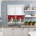thumbnail image 6 of Christmas Snowman Kitchen Curtains and Valances Set, Winter Snowflakes Pine Trees Art Rod Pocket Window Valance 18 Inch Window Curtain Panels for Living Room Bedroom Laundry, 27.5x36in, 3 Pieces, 6 of 7