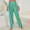 thumbnail image 3 of Abstract Teal Green Vertical Stripes Pattern Winter Female Pants Flannel High Waist Women Pants Lady Warm Straight Leg Plush Trousers, 3 of 7