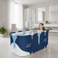 thumbnail image 6 of HDUTNGISN 55'' Extra Large Portable Foldable Bathtub for Adult Kids, Foldable Hot Ice Bath Tub for Bathroom, Blue White, 6 of 12