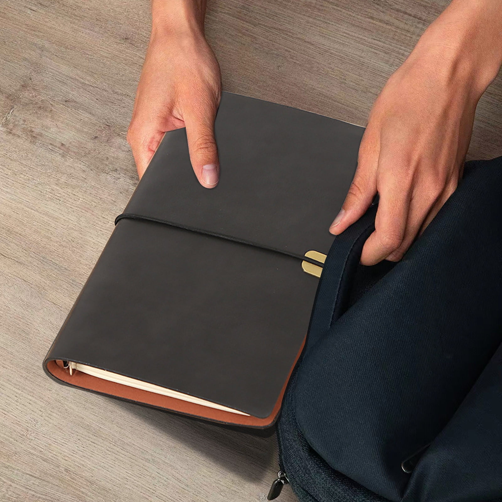 Xecvkr A5 Genuine Leather Binder Notebook with Heavy Duty